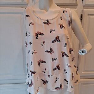Philosophy Republic Clothing  Cream Butterfly Floral Print Peplum Tank Camisole